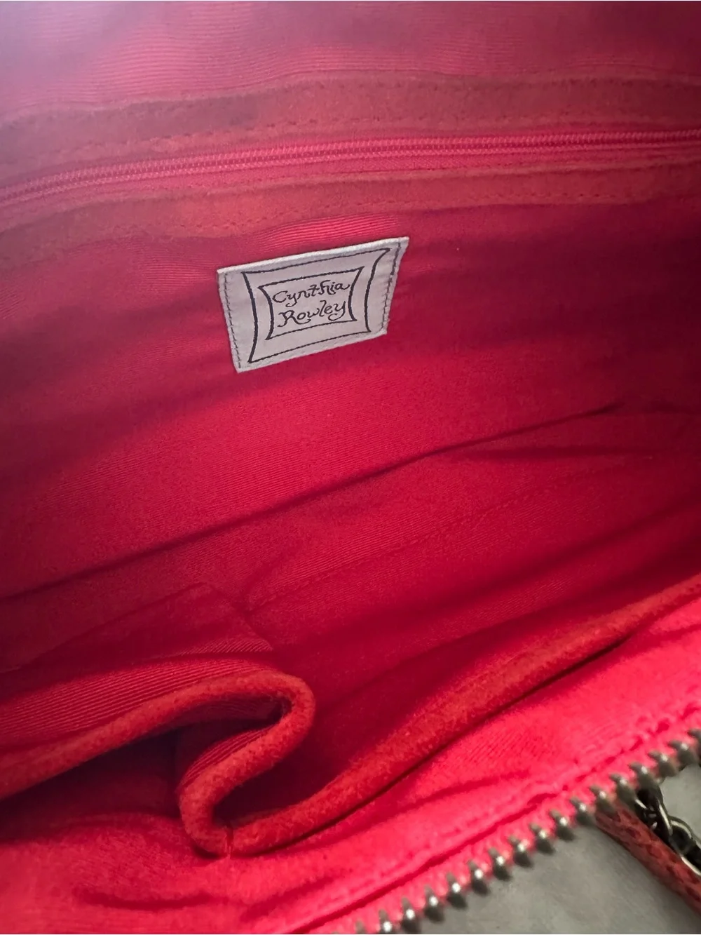 Cynthia Rowley Red Leather Satchel Handbag - Women's Fashion Bag